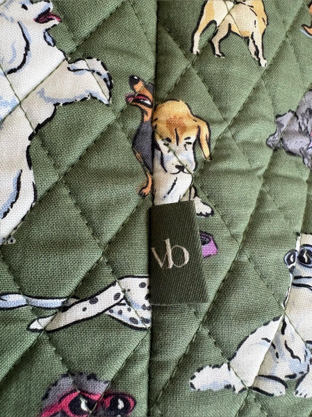 Vera Bradley Olive Green Quilted Dog Park Print Tote - Picture 8 of 14